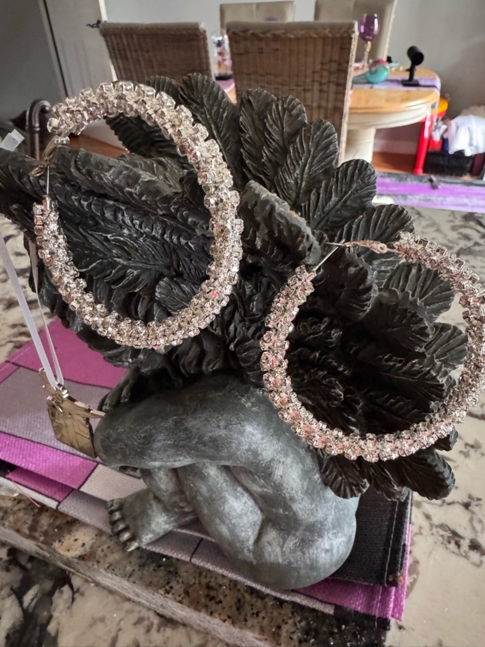 Large Crystal Hoop Earrings - Clear Sparkle